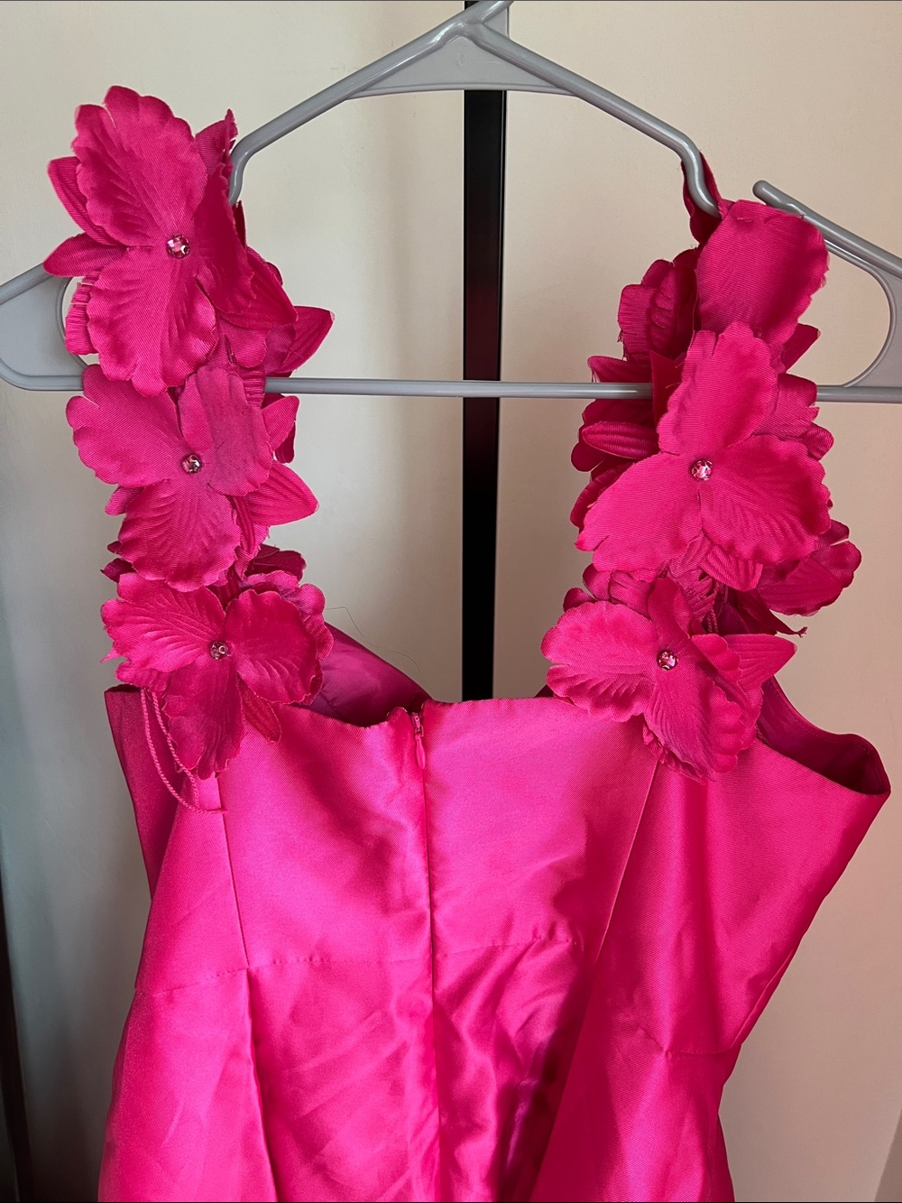 Adrianna Papell Hot Pink Floral Appliqué Dress Size 12 - Picture 6 of 6